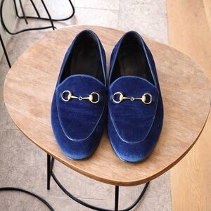 100% Authentic GUCCI 
Jordaan Blue Suede Loafers
